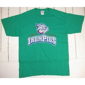 Majestic Leigh Valley Iron Pigs Logo Mens Large T-shirt Phillies Minors Triple A